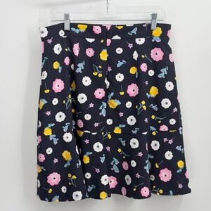 Ann Taylor Navy Blue Floral Flounce Ruffle Skirt Size 10 Pink Yellow White